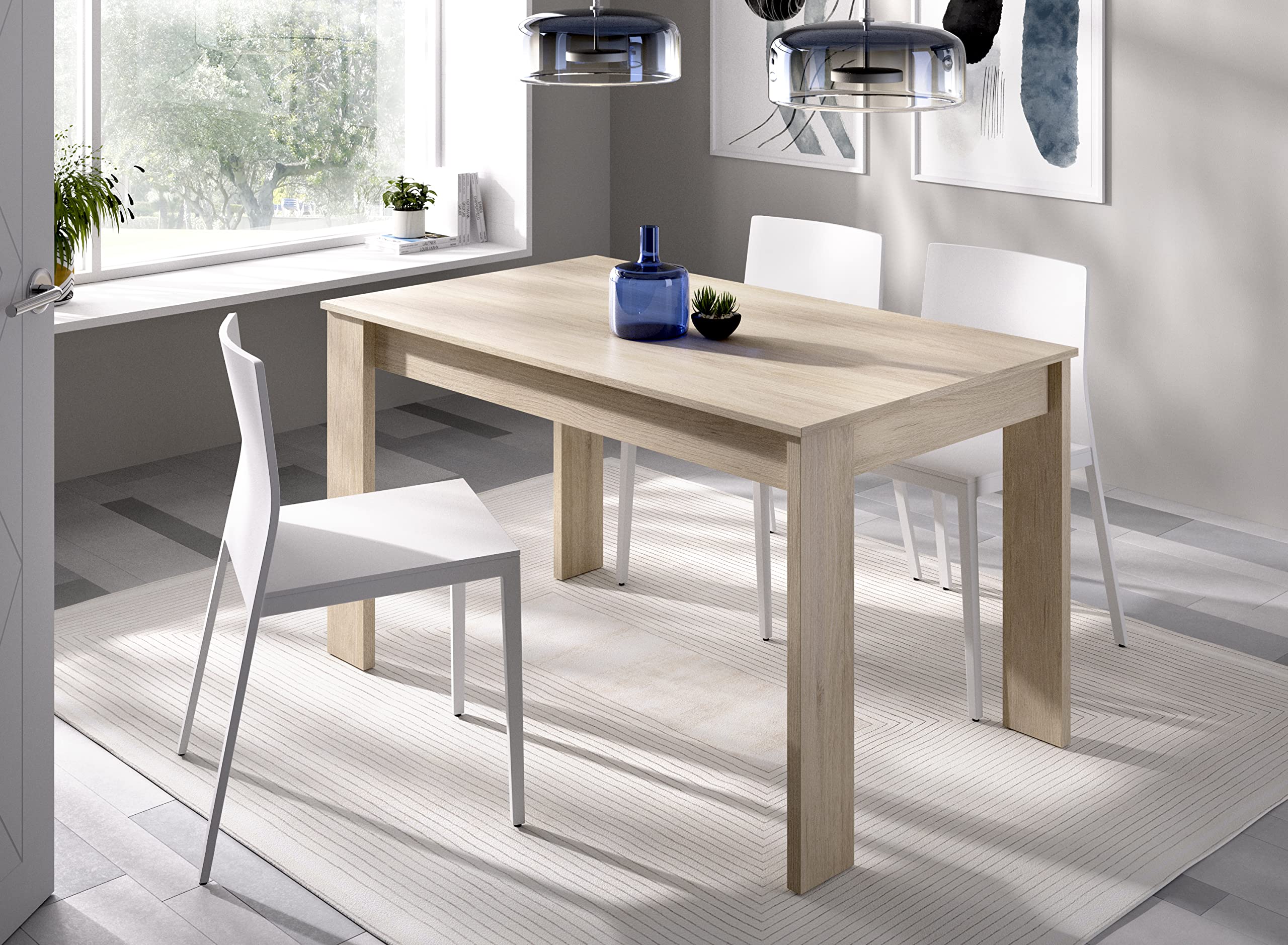 DEKIT GRUPO RIMOBEL SAMI – TAVOLO DA PRANZO O CUCINA FISSO, ROVERE NATURALE – 77x139x81 cm