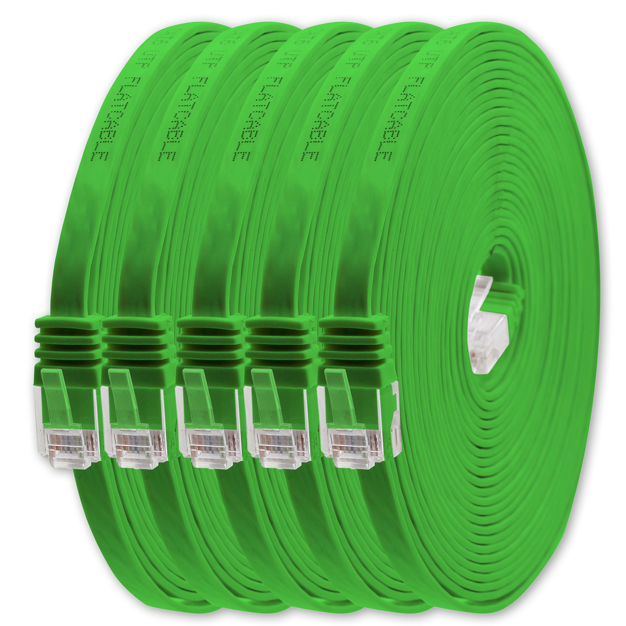 1aTTack.de 0,5m - verde - 5 pezzi - Cavo di Rete Ethernet Cat6 Piatto Lan Gigabit RJ45 Cat 6 compatibile Cat5 Cat5e Cat7 Cat8