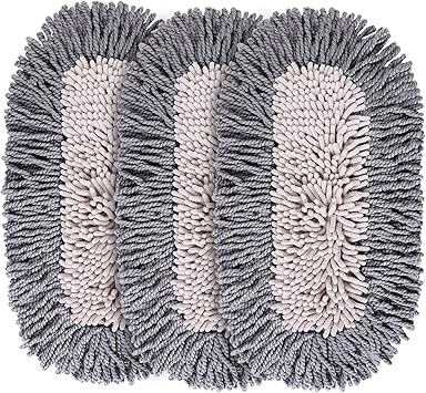 CLEANHOME Microfiber Dust Mop Replacement Pads for Hardwood Floor Cleaning, Washable and Reusable Chenille Mop Pads 3 Packs