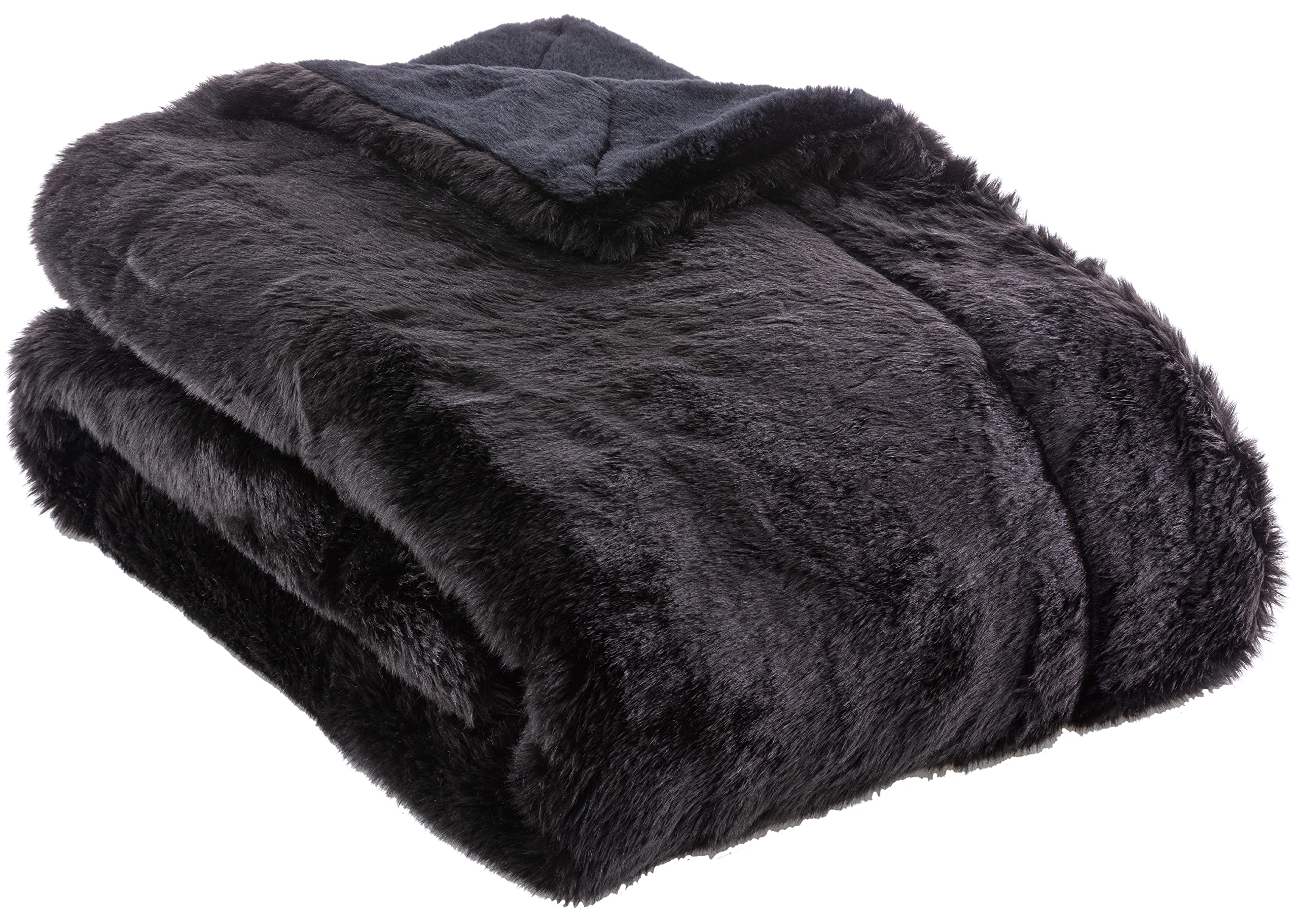 Husband Pillow - Throw Blanket, Exquisite Faux Fur - Double Sided Weighted Blanket 5.7 lbs for Couch, Chaise, Sofas & Chairs. Thick, Heavy Silk Soft Furs (2-Tone Rare Black Baby Panther, 50
