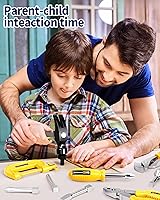 Vista 5 de Deejoy - Juego de herramientas con caja de herramientas y taladro de juguete electrónico, kits de construcción de simulación para niños de 3 a 5