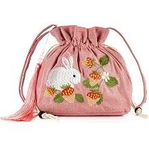 Women Chinese Hanfu Bag Floral Animal Embroidered Cloud Crossbody Drawstring Handbag Purse For Wedding Travel Daily