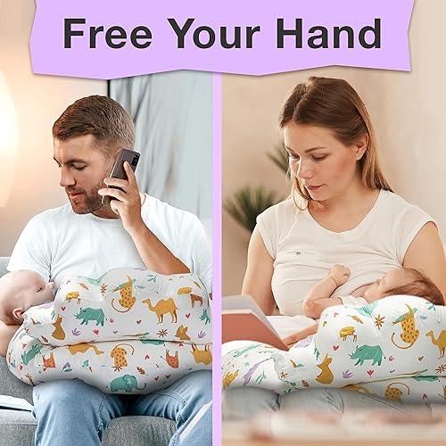 Miniatura 7 de PILLANI Almohada de lactancia para lactancia, almohada de lactancia materna para mamá y apoyo del bebé, búsqueda de registro de bebé, funda de