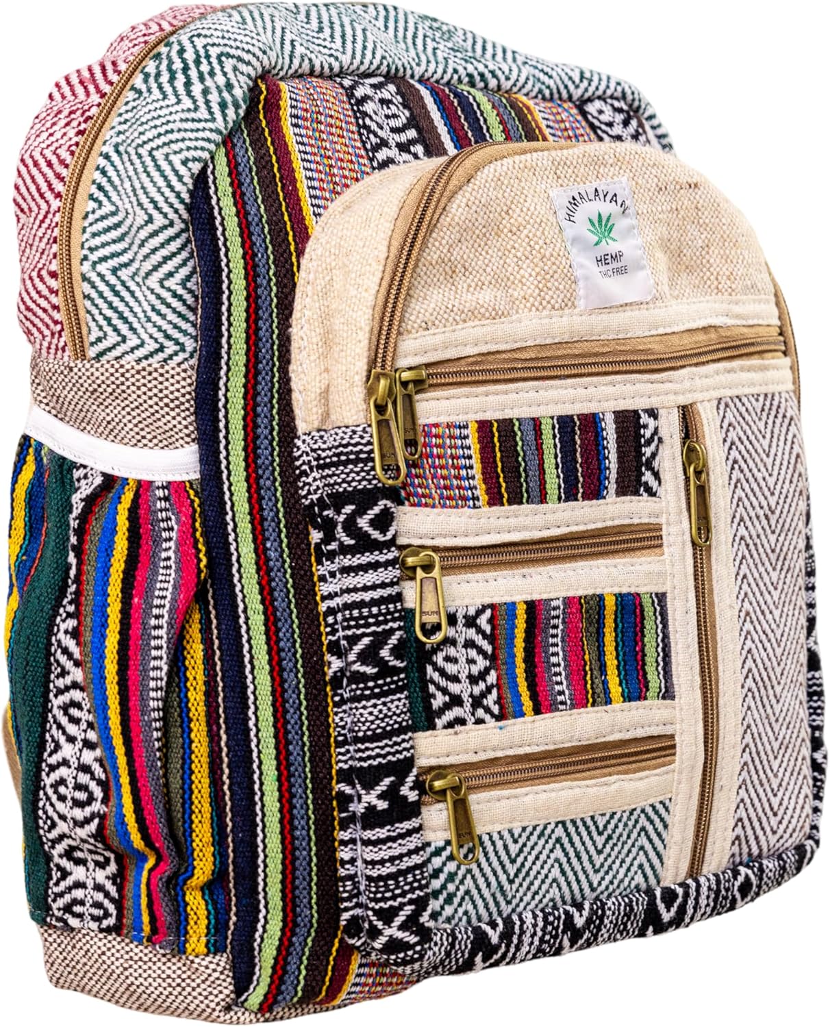 Small Hemp Cotton Daypack Backpack - Multi-color, 14 Inch, 9L, Compact (13x14x5 Inch), Travel, Hiking, Adult, Unisex - Image 6