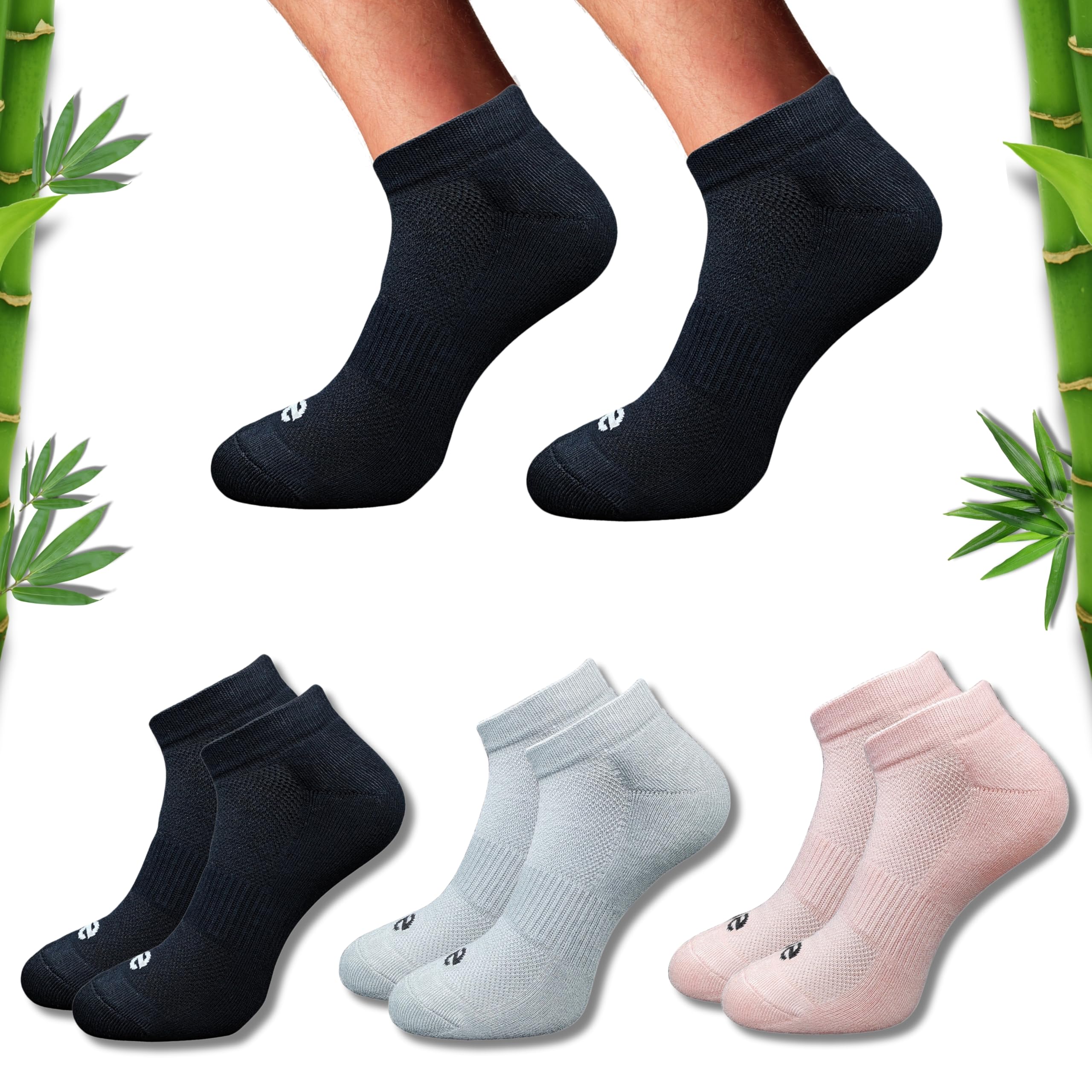 Premium Bamboo Unisex Socks - Low Cut (Set of 3: Black + Light Grey + Light Peach) | 88% Bamboo Fabric, Anti-Bacterial, Breathable, Soft, Seamless Design.-image-25