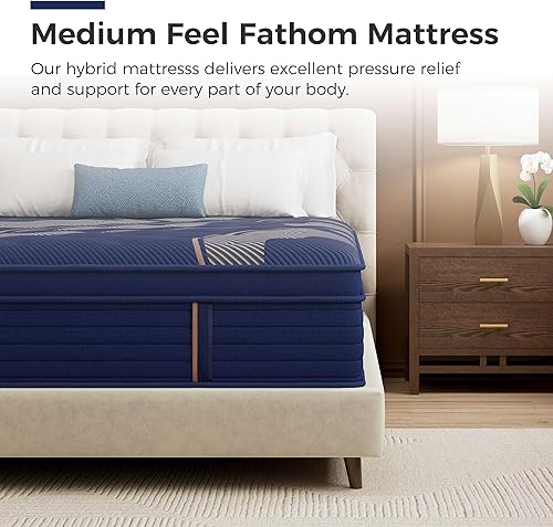Miniatura 7 de FATHOM King Size Mattress, 14 Inch Hybrid Mattress with Breathable Modal Cover, Cooling Gel Memory Foam & Pocket Spring, Pressure Relief &