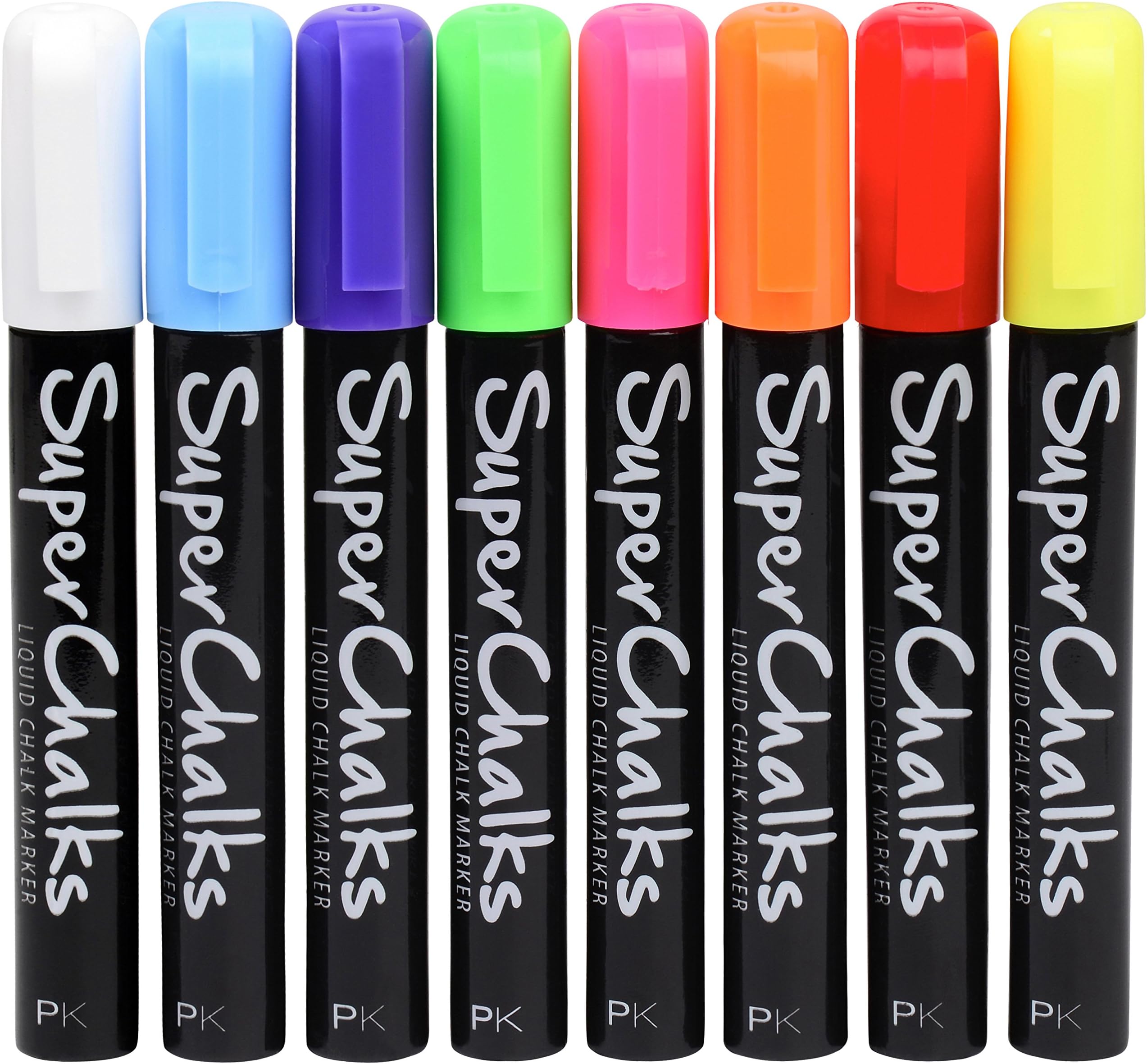 SuperChalks Colour Liquid Chalk Marker Pens 8-Pack - 4mm Regular Tip - Brilliant Bold Colours - 60 Day No Quibble Refund Guarantee!