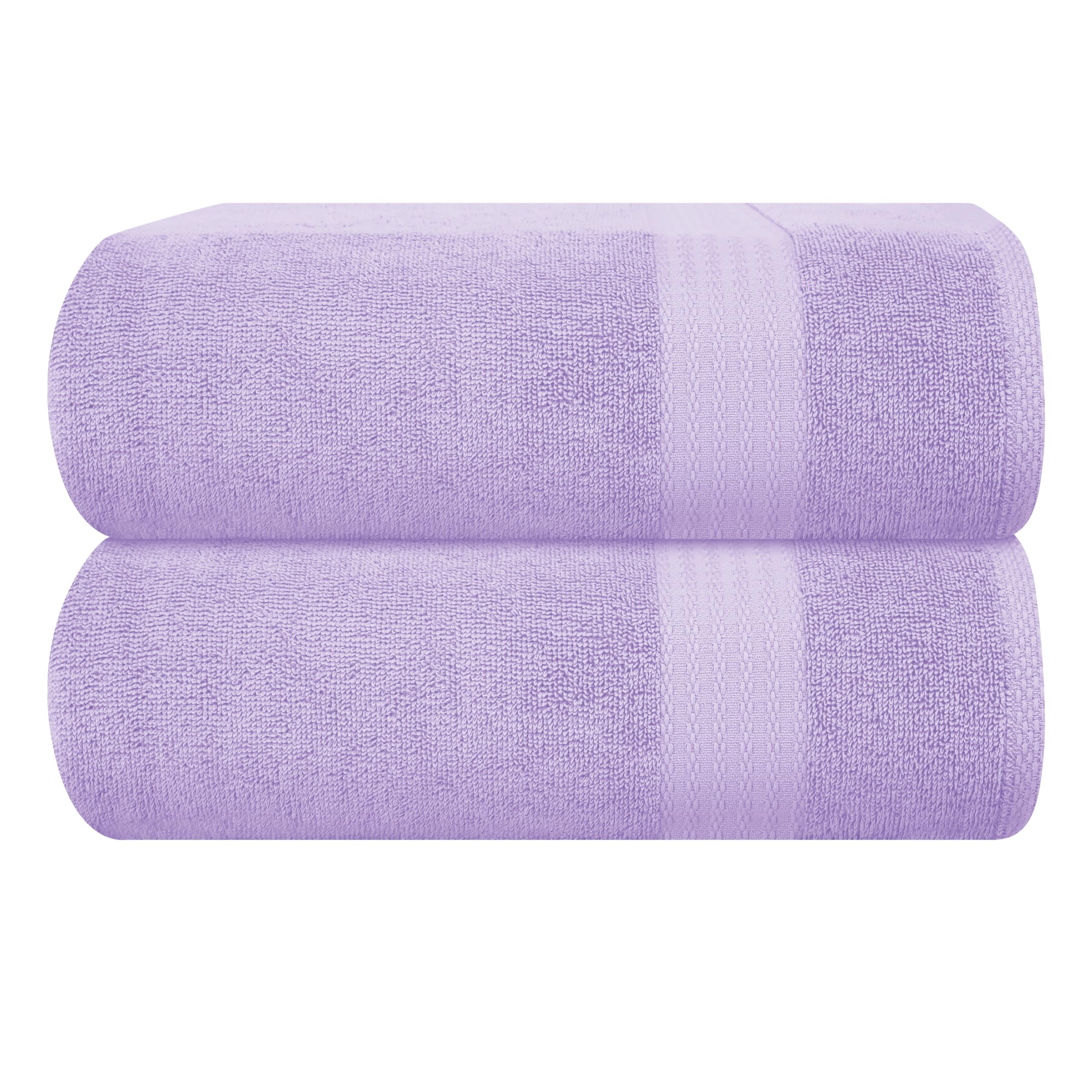 GLAMBURG Premium Cotton Oversized 2 Pack Bath Sheet 35x70-100% Pure Cotton - Ideal for Everyday use - Ultra Soft &amp; Highly Absorbent - Machine Washable - Purple