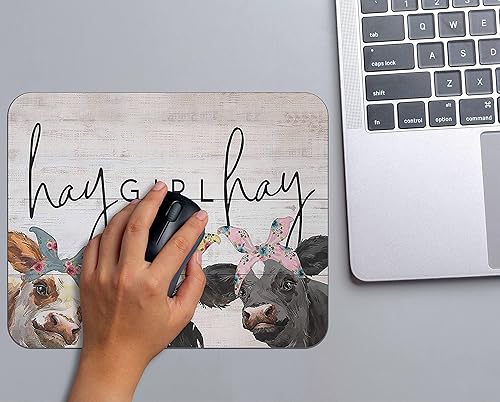 Miniatura 4 de OFlich Hay Girl - Alfombrilla de mouse cuadrada de vaca rústica de 9.5 x 7.9 pulgadas, base de goma antideslizante, para computadoras, laptop,