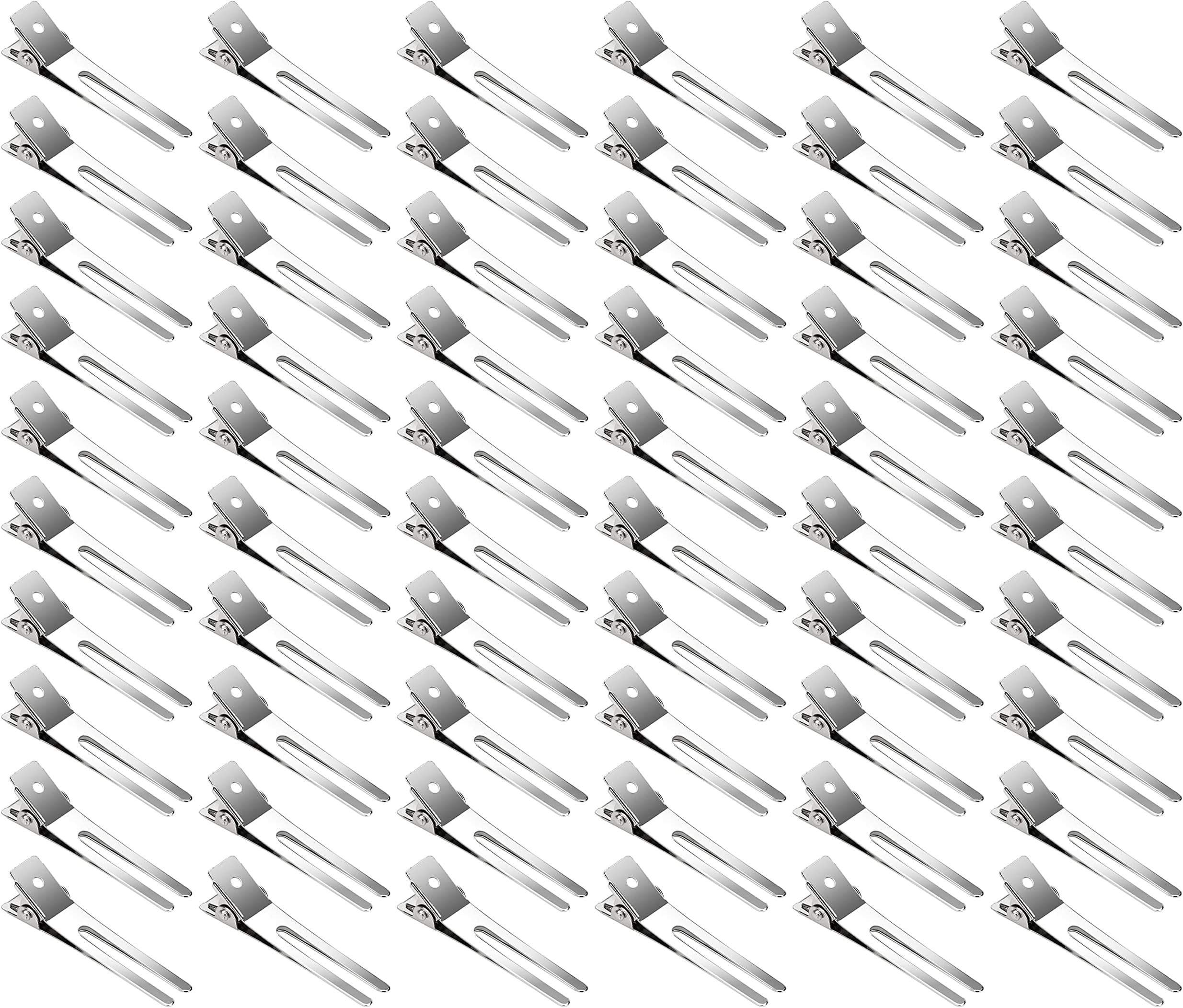 BeayuerHairdressing Curl Clips 1.8 Inch Double Prong Curl Setting Section Hair Clips Metal Alligator Clip for Hair Bow Great Pin Curl Hairpins Styling Clips Hair Salon Barber Hairstyling (60 Pcs)