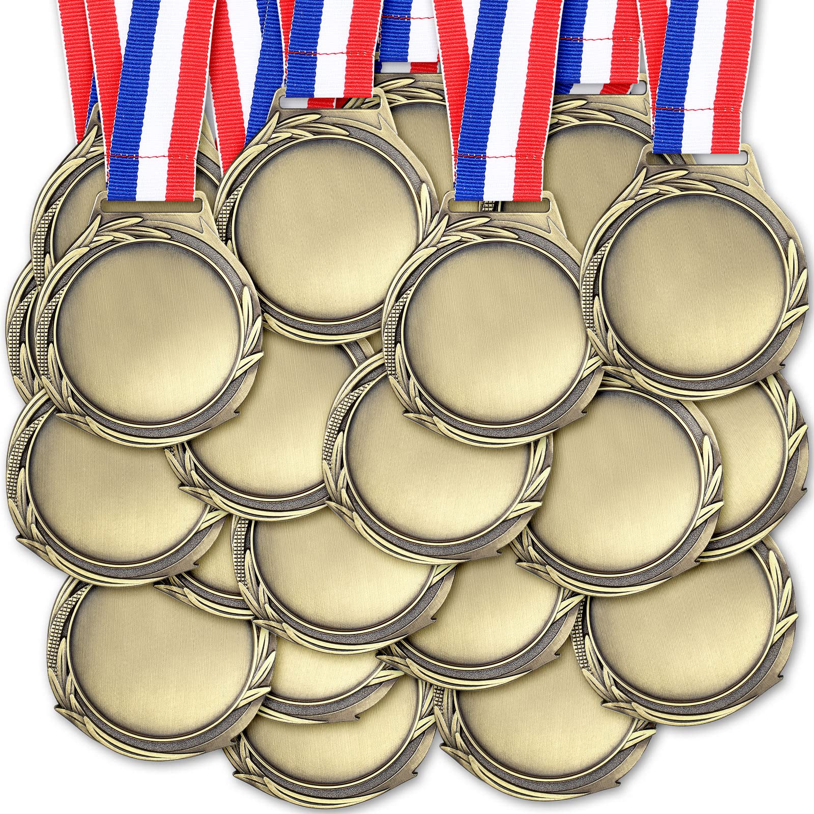 Sasylvia Medallas de premio en blanco con cintas para el cuello, kit de medallas de animación, medallas de ganador, trofeo de participación, regalos de metal para partido de fútbol (bronce, trigo, 60