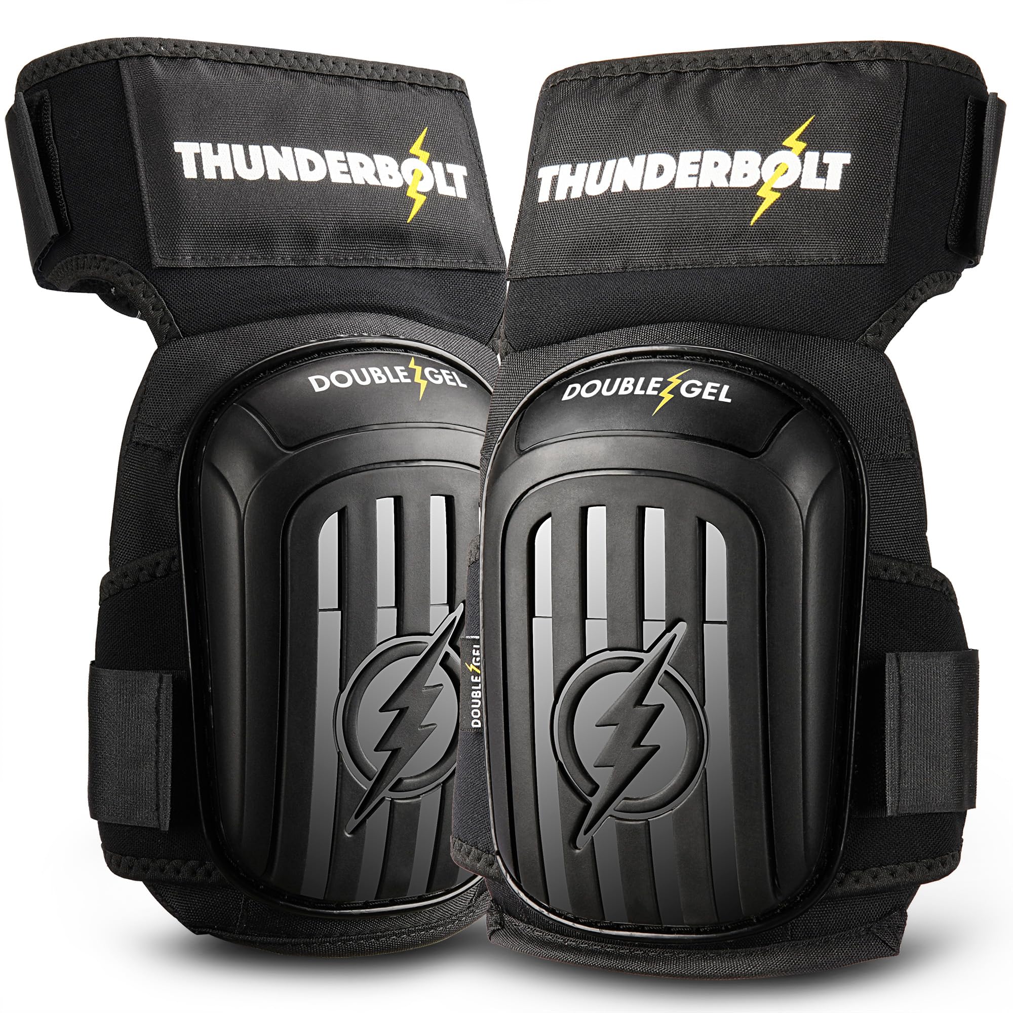 Thunderbolt Knee Pads for Men Construction Knee Pads for Work for Men and Women with Double Gel for Gardening Flooring Roofing Heavy Duty with Extra Thick Foam and Strong Adjustable Non-Slip Straps