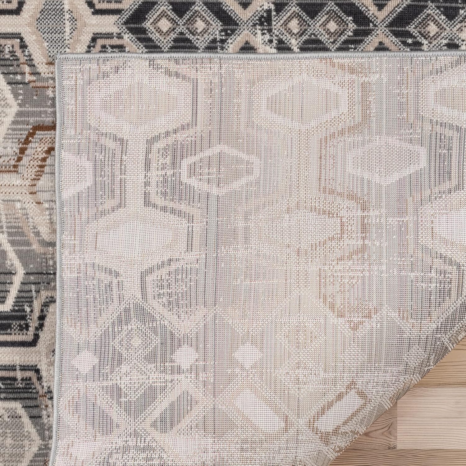 Gertmenian Indoor Outdoor Tapestry Area Rug - 8x10 Large, Stain Resistant, Ideal for Deck, Patio, Mudroom - Retro Diamond, Gray, 23041