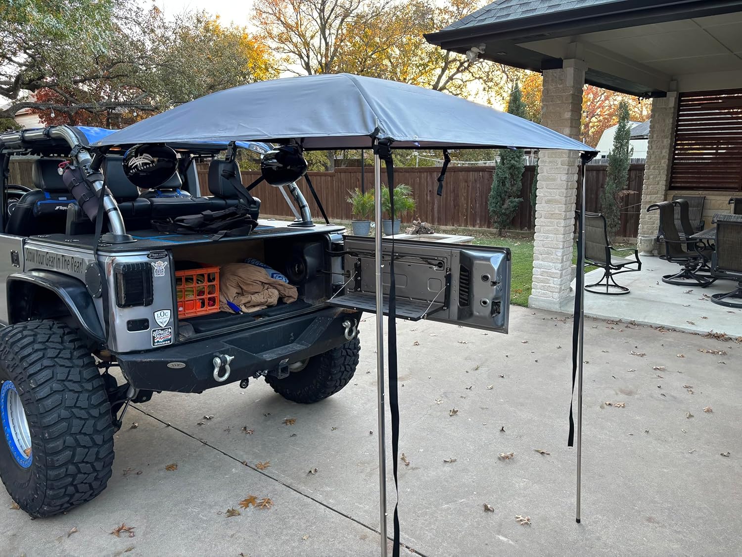 Off-Road Trail Topper Portable Awning Canopy Tent, 200 Denier Polyester/Nylon Ripstop, 57 x 77 Inches, 6 LB, for 4-Door Jeep Wrangler and Ford Bronco