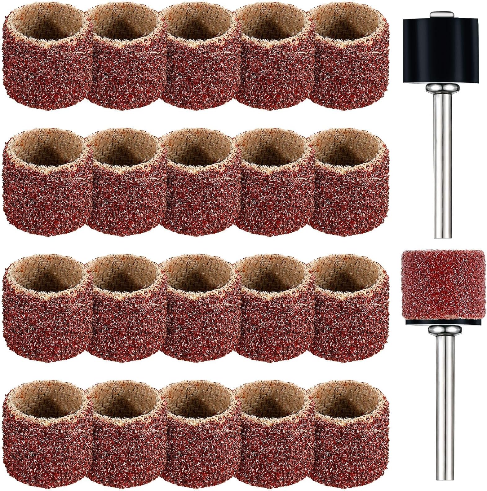 22 Pet Nail Grinder Replacement Kit with Grit Sanding Bands Pet Smoother Claw Care Black Grinding Drums Dog Nail Grinder Replacement Dog Claw Grooming Supplies(1/2 Inch 120 Grit)