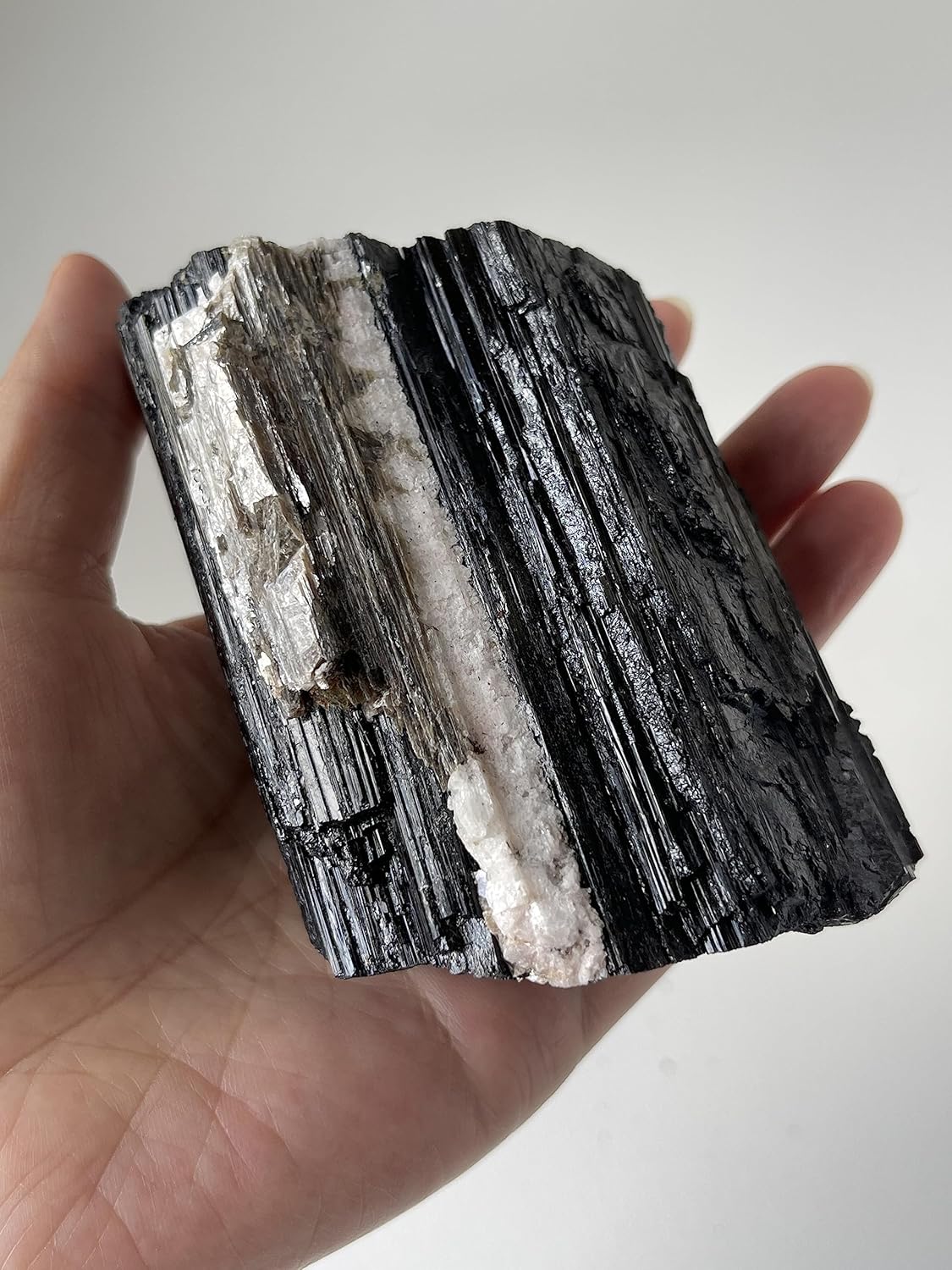 1–2 lb Large Black Tourmaline Chunk/Rod/Log – Natural Rough Black Tourmaline Crystal, Raw Black Tourmaline Cluster, Free-Form Tourmaline Stone