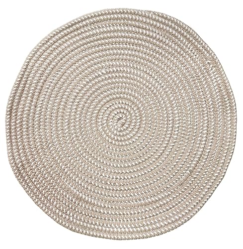 Hand Woven 2 ft Round Area Rug for Living Room, Bedroom & Study Carpet Chair Base Mat Pad Vase Cushion- 2' Round, Light 