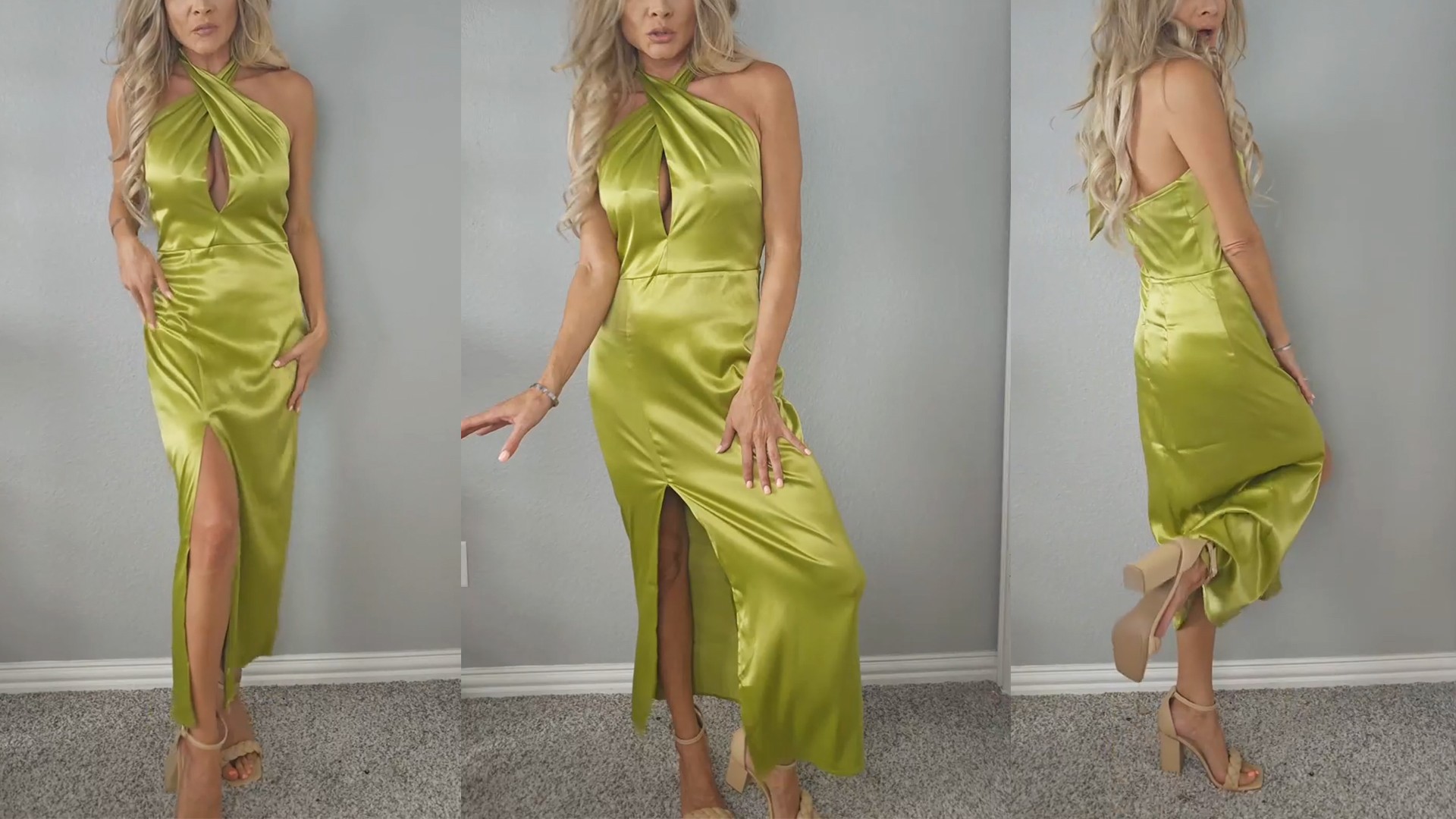 solid cross halter satin dress Amazon.com: firfig Women's Halter Tie Neck Satin Dress Sleeveless Open Back  Criss Cross Cutout Split Hem Slip Wedding Party Maxi Dress, Champagne XS :  Clothing, Shoes & Jewelry