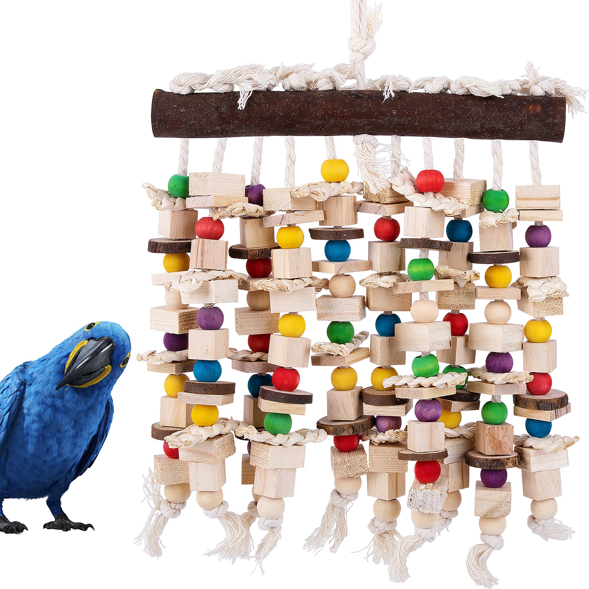 Deloky Large Bird Parrot Chewing Toy -Natural Wooden Blocks Bird Parrot Tearing Toys Suggested for Large Macaws cokatoos,African Grey and a Variety of