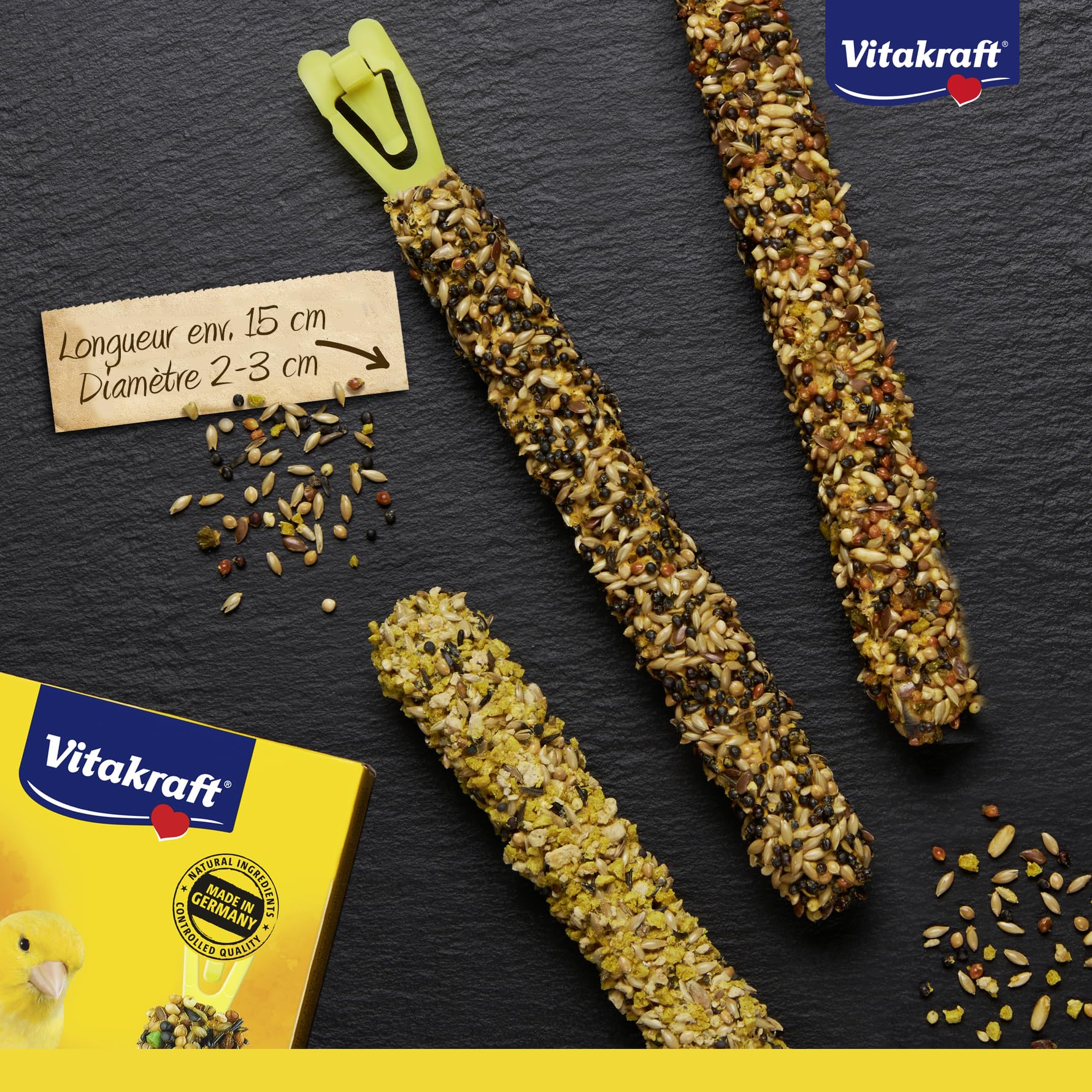 VITAKRAFT - Kräcker - Dolcetto per canarini - Alimentazione per uccelli domestici - Delizioso Kräckers al miele e sesamo - Confezione da 10 confezioni da 3 bacchette