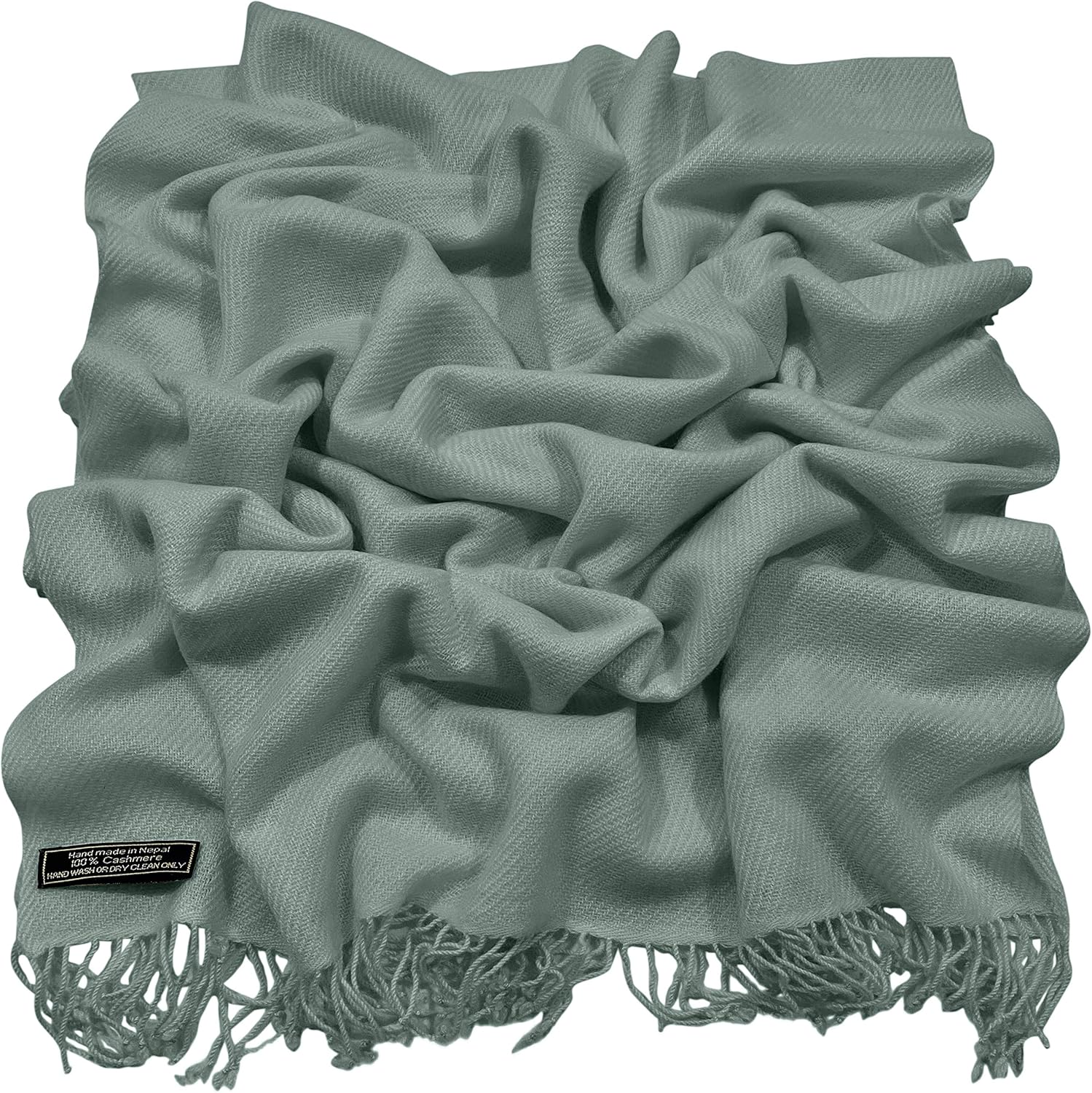 CJ Apparel Sage Green 100% Cashmere Shawl Pashmina Scarf Wrap Stole Head Wrap Gift Hand Made in Nepal New