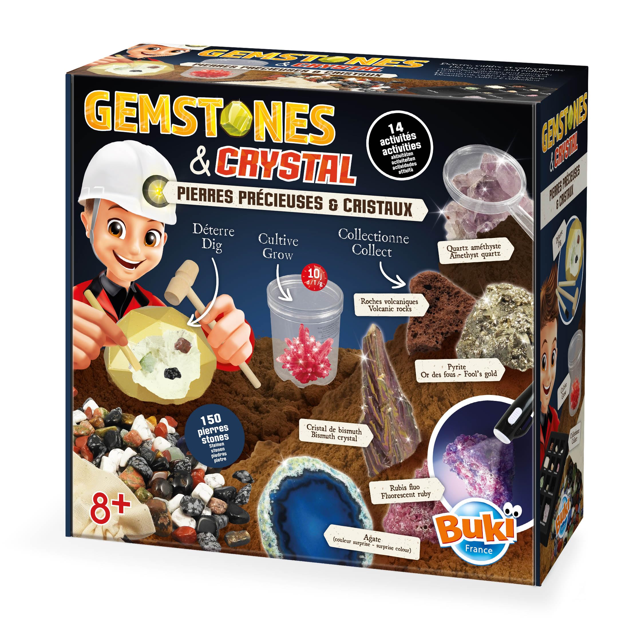 BUKI 2440 - Set de Piedras Preciosas y Cristales con 27 Piedras auténticas y 8 en Bruto – Kit para niños Desde 8 años