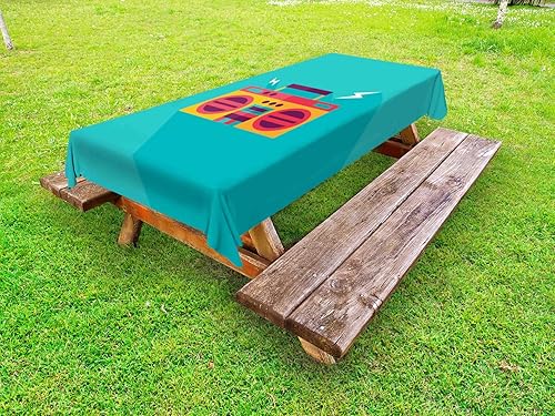 Lunarable Mantel musical para exteriores, Ghetto Blaster Audio Retro Boombox con una sombra larga, mantel decorativo lavable de picnic, 58 x 120