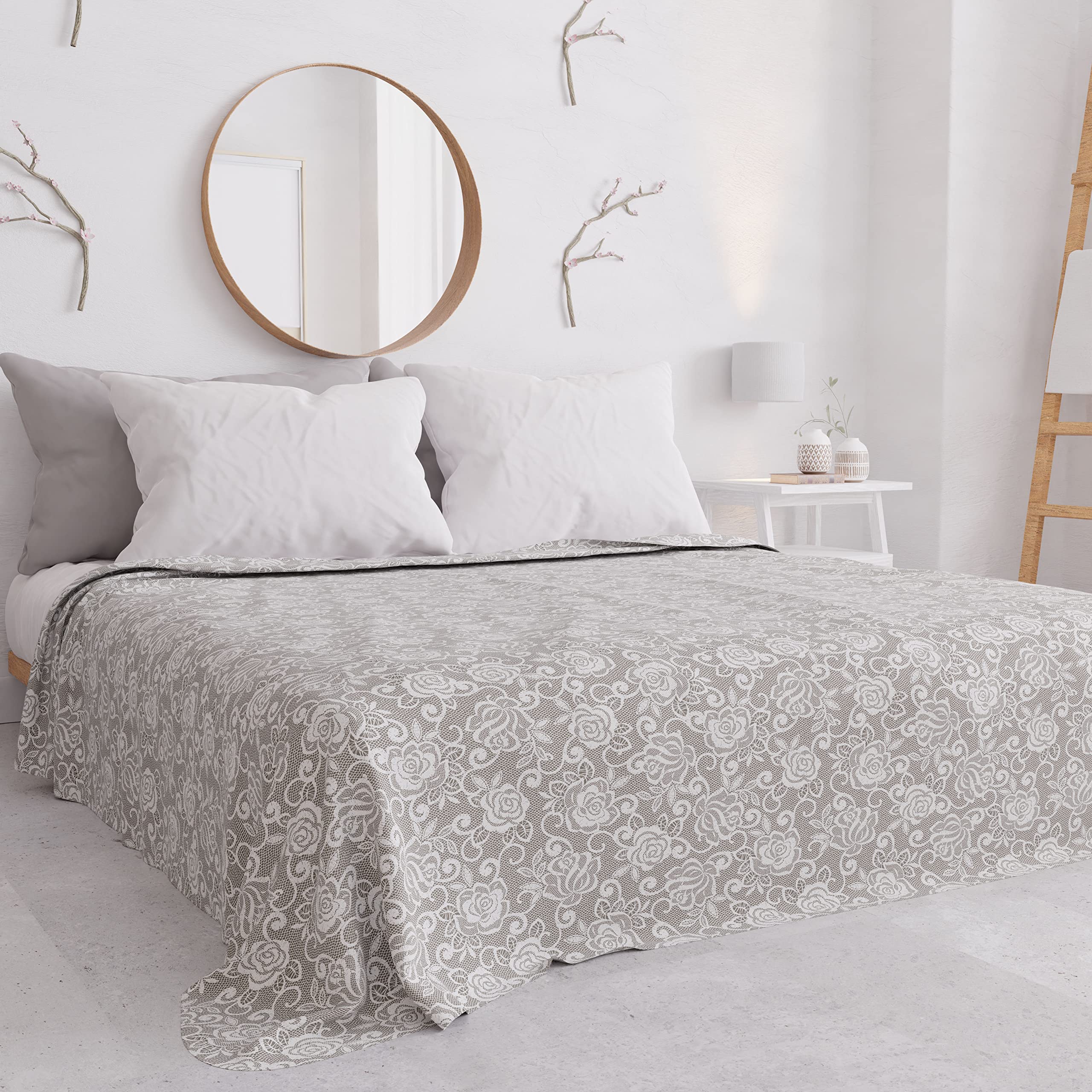 PETTI Artigiani Italiani - Microfibre Sofa Cover 220 x 270 cm, Taupe Lace Pattern, Multipurpose for Sofas Bedspreads and Table Covers - Image 2