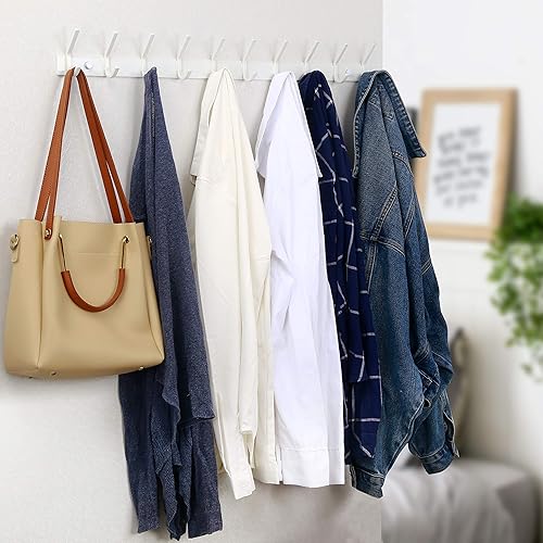 Miniatura 3 de WEBI Percheros para montar en la pared, ganchos para colgar en la pared, color blanco, gancho para colgar abrigos, 2 ganchos para colgar abrigos,