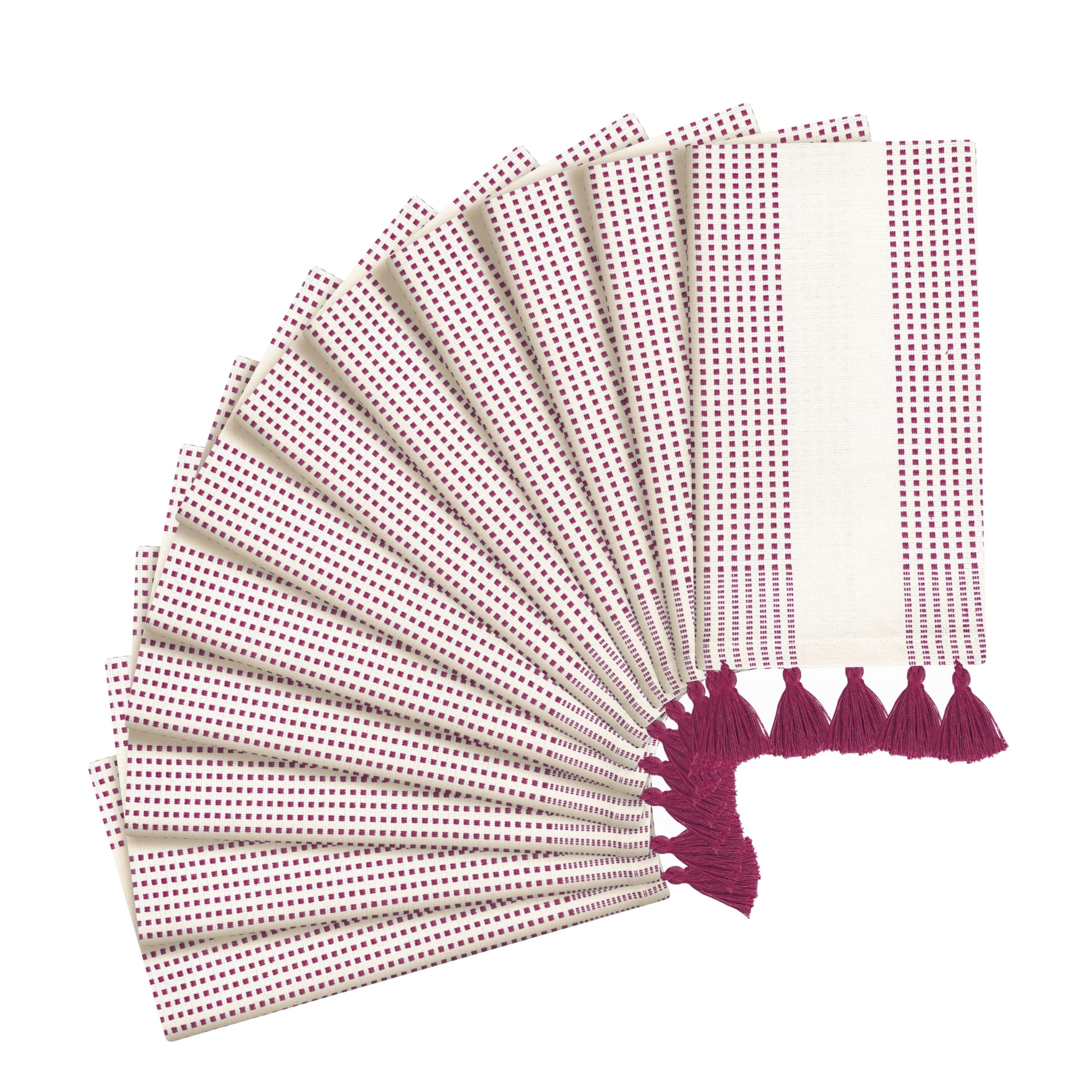 Strofinacci da cucina decorativi a pois, 40 x 66 cm, confezione da 12, ultra assorbenti, morbidi, 100% cotone, con nappe, asciugatura rapida per pulizia, asciugatura dei piatti e uso