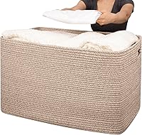 OIAHOMY 118L XXXLarge Cotton Rope Storage Basket - Oversized Blanket, Toy & Laundry Bin, 25x17x16in Brown Variegated for Living Room, Bedroom, Nursery