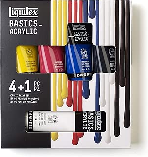 Liquitex BASICS 5 Tube Acrylic Paint Set, 4x75ml, 1x118ml - coolthings.us