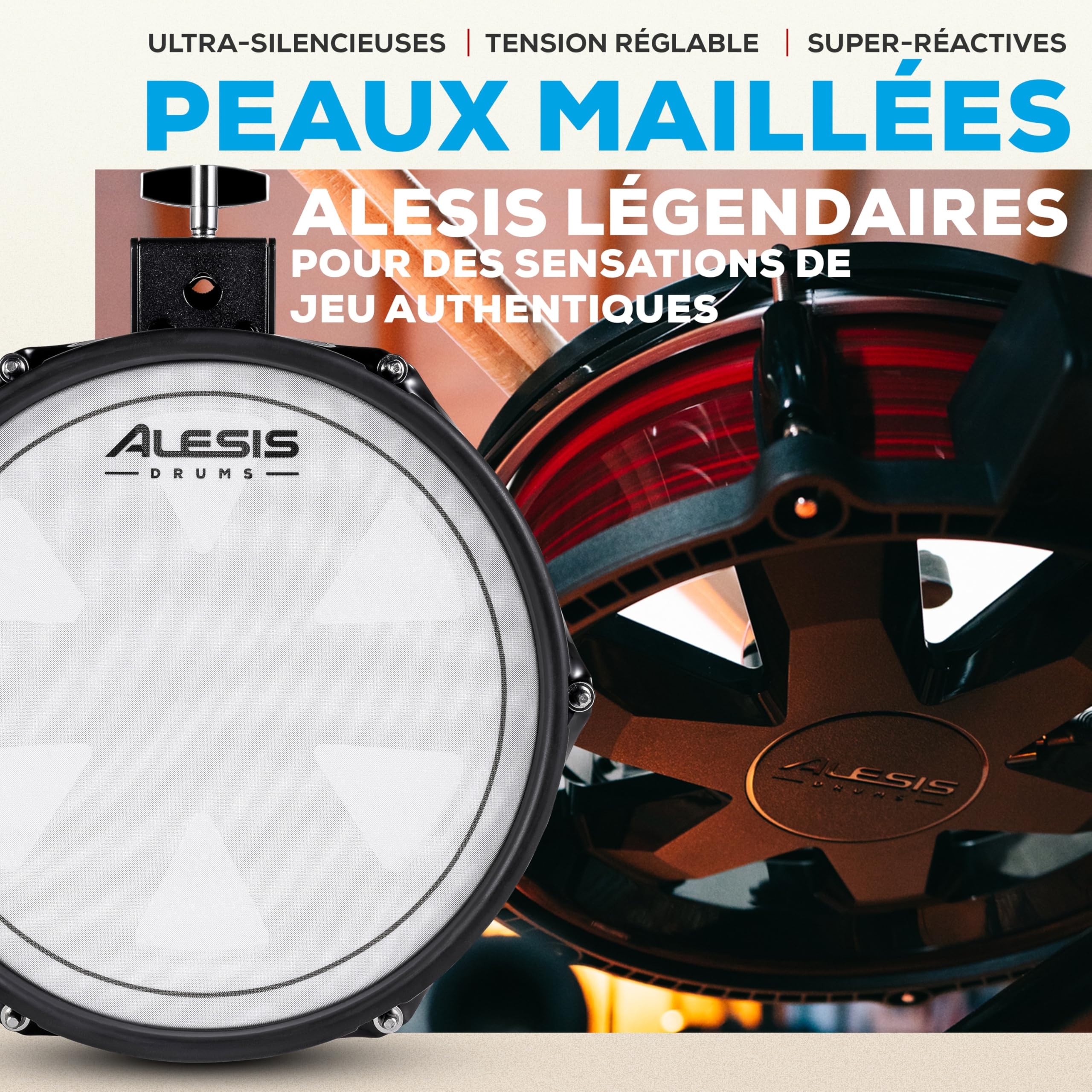 Alesis Nitro Pro XL Batterie Électronique de 10 Pièces avec Pads Double Zone Silencieux, Plus de 500 Sons BFD, Bluetooth, Drumeo, MIDI USB