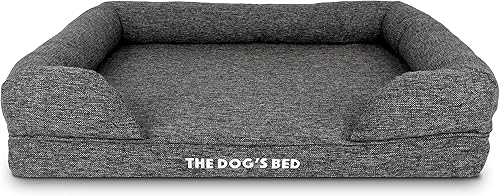 Miniatura 61 de The Dog's Bed, felpa gris XL, espuma viscoelástica sólida, alivio del dolor: artritis, displasia de cadera y codo, poscirugía, cojera, apoyo, negro,