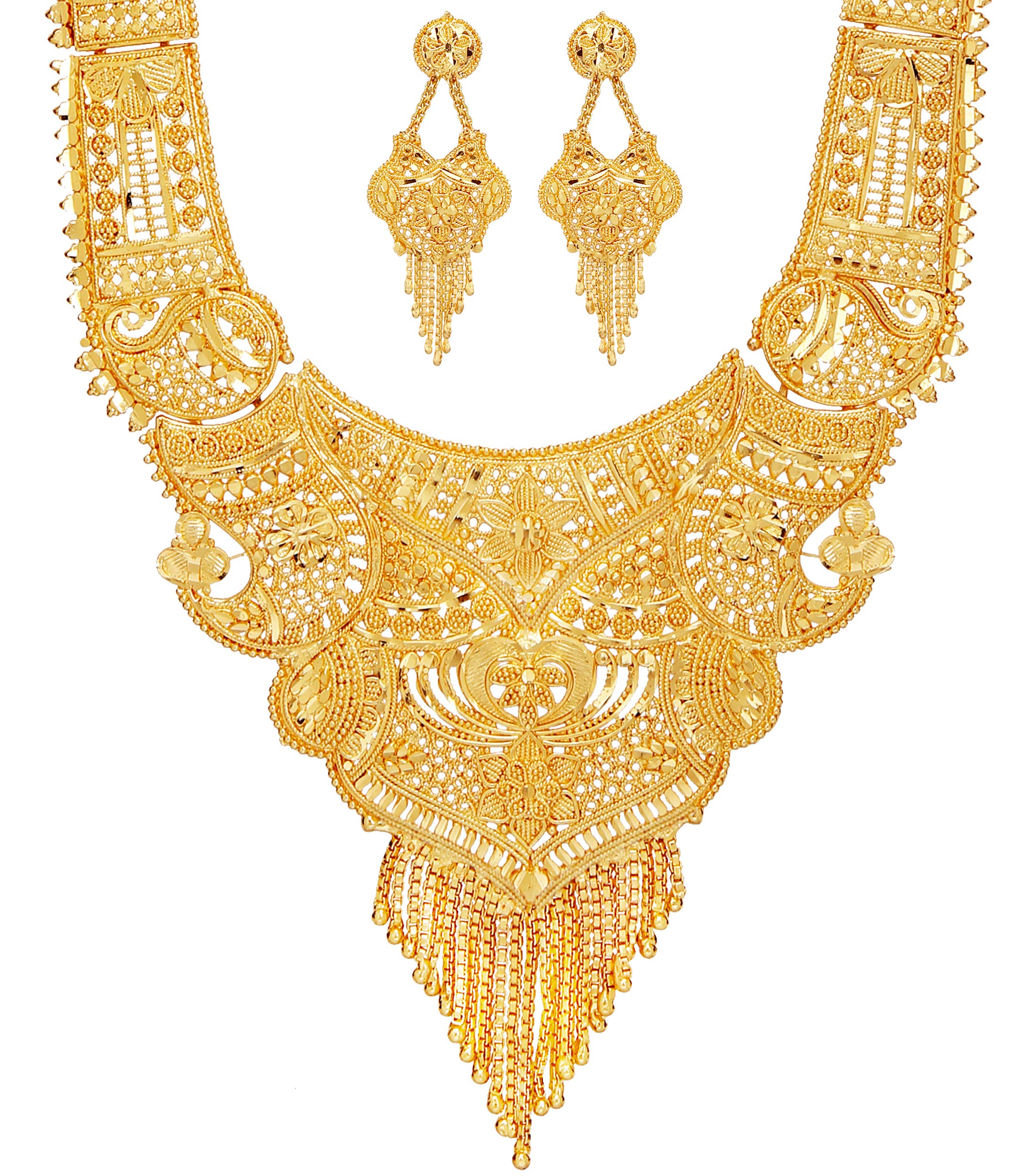 Mansiyaorange Party One Gram Gold Original Wax Forming Work Premium Long Haram Golden Necklace Set Jewellery for Women(9 INCH Long) (B07FZMZWC1) Amazon Price History, Amazon Price Tracker