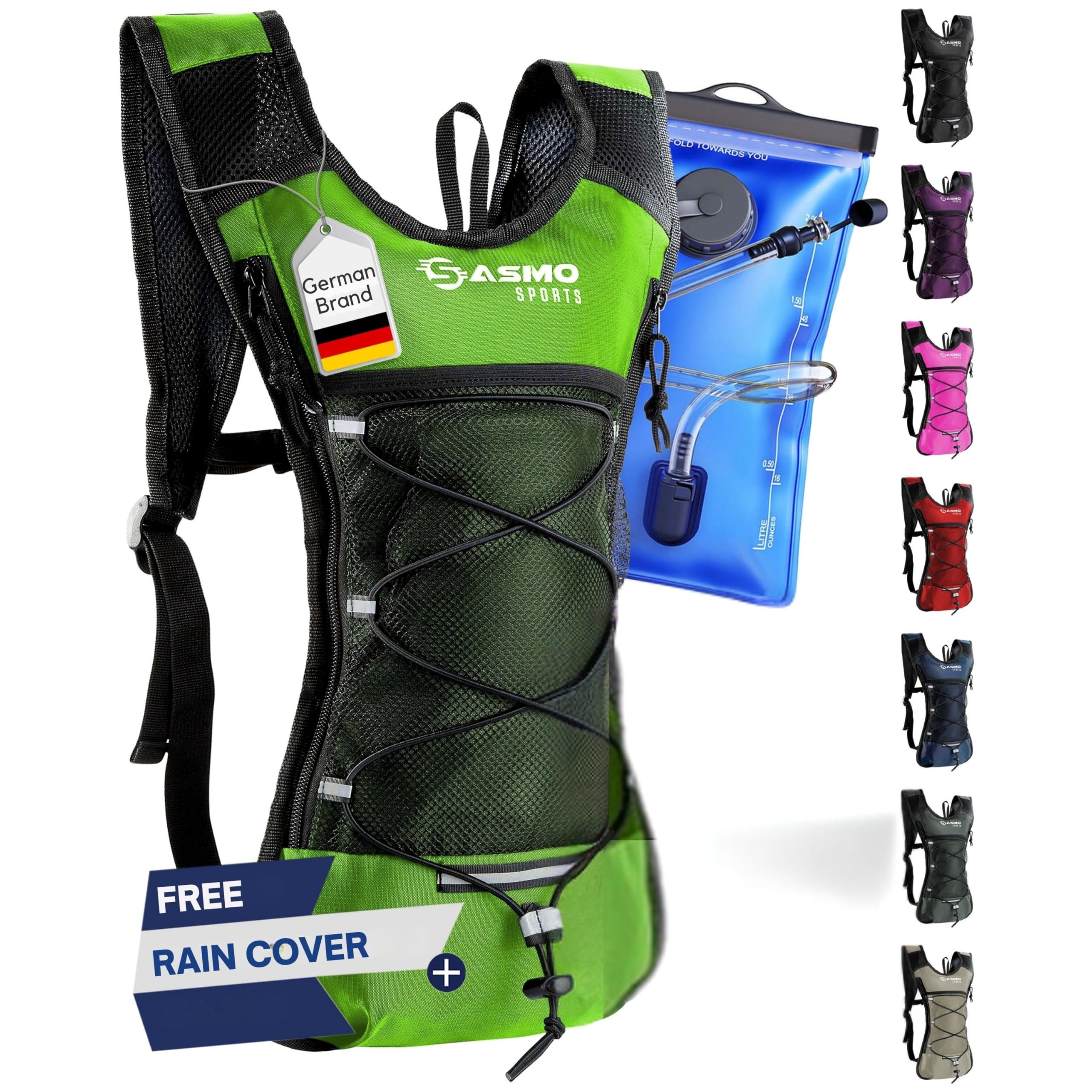 SASMO Hydration Backpack 6L with 2L BPA-Free Water Bladder – Ultra-Lightweight Insulated Running Pack for Hiking, Cycling, Trail Running & Camping — image 1