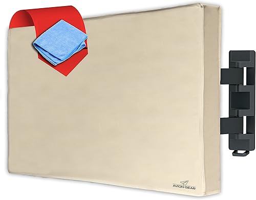 Funda de TV para exteriores, 3032 pulgadas, color beige, resistente a la intemperie y al agua, protector universal de televisión para pantalla plana