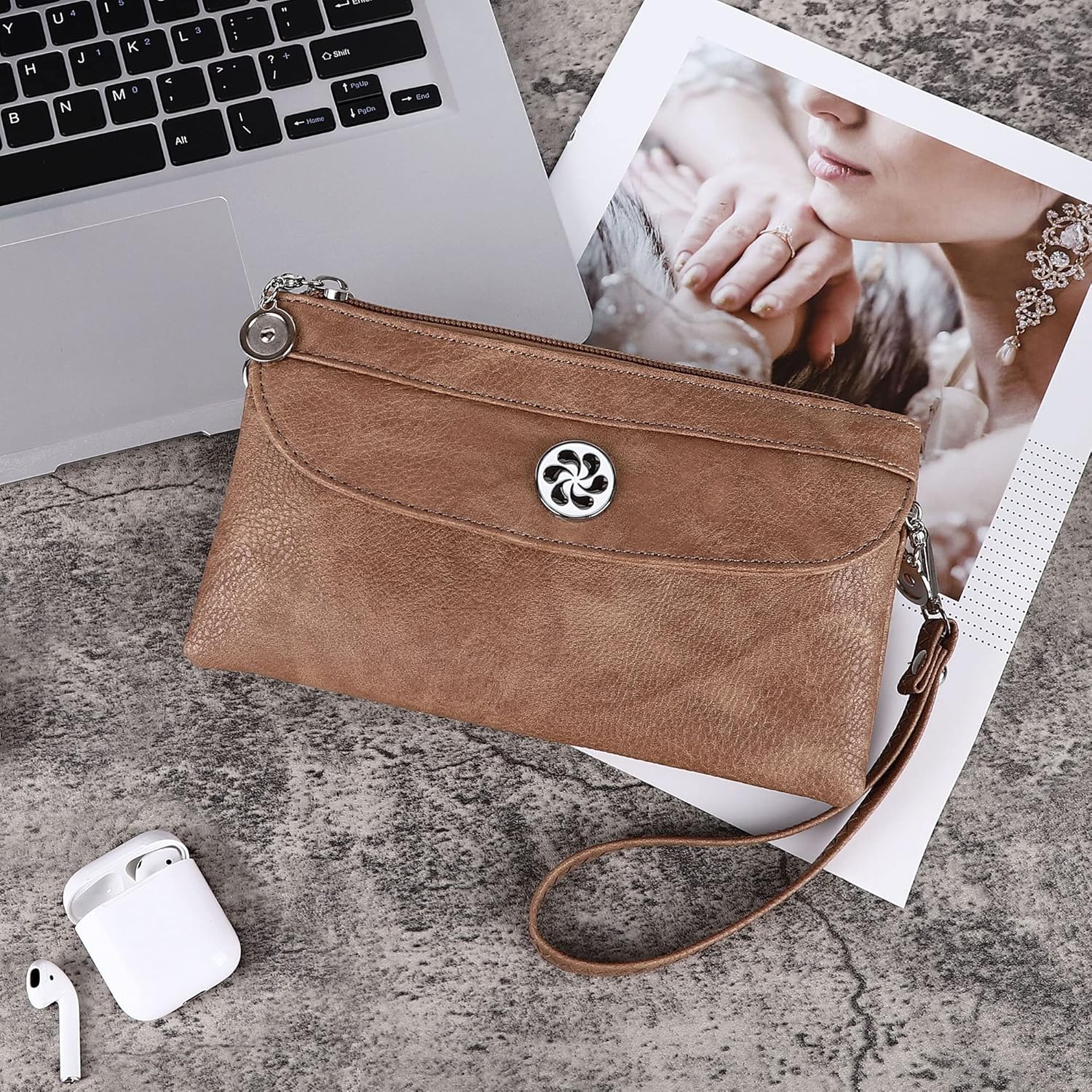 Angel Kiss Crossbody Bags Small Purses for Women Vegan Leather Cell Phone Wallet Purse with Wristlet Strap - Image 2