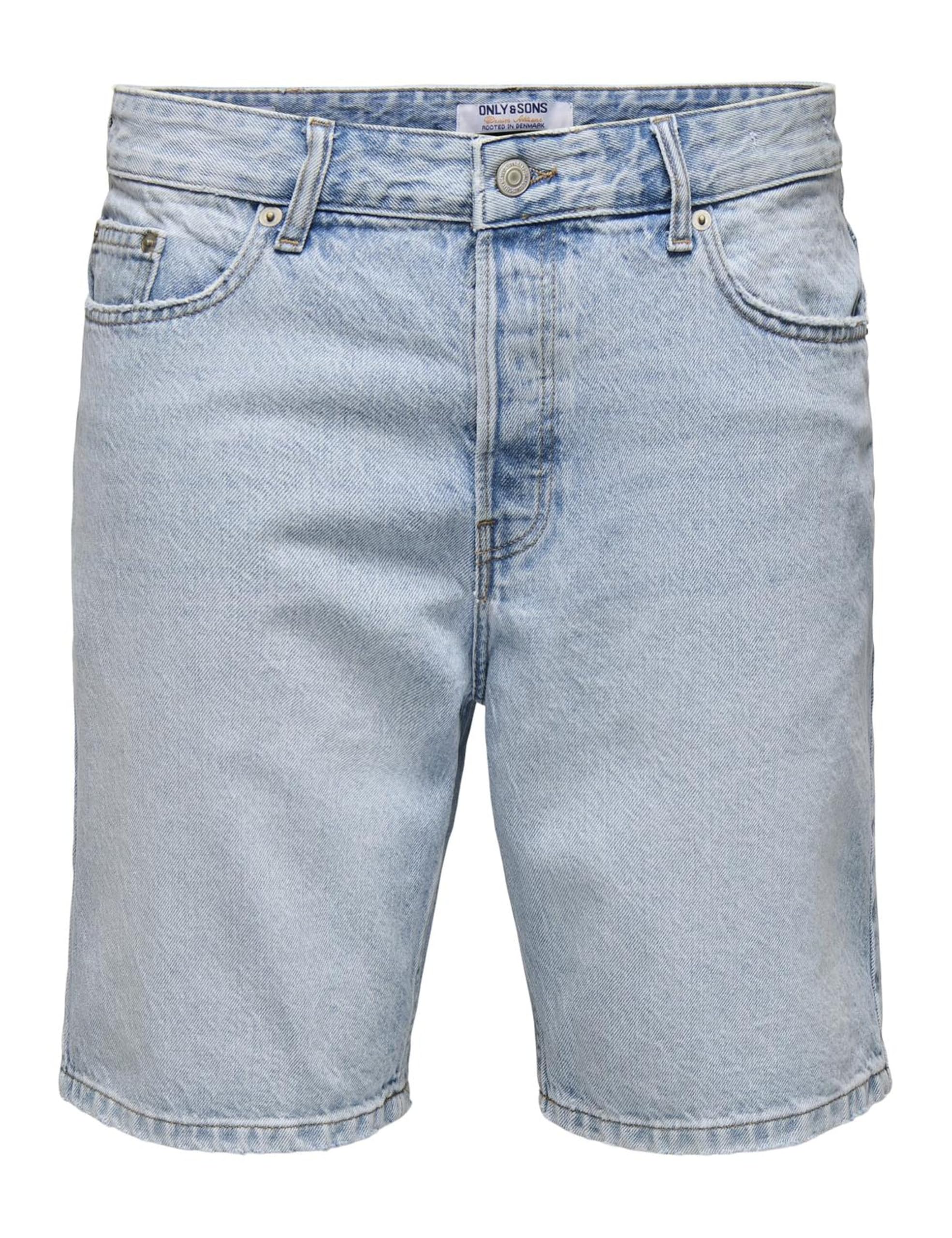 Only & Sons Herren Bermuda Jeansshorts, ausgebleicht, 5-Pocket-Design