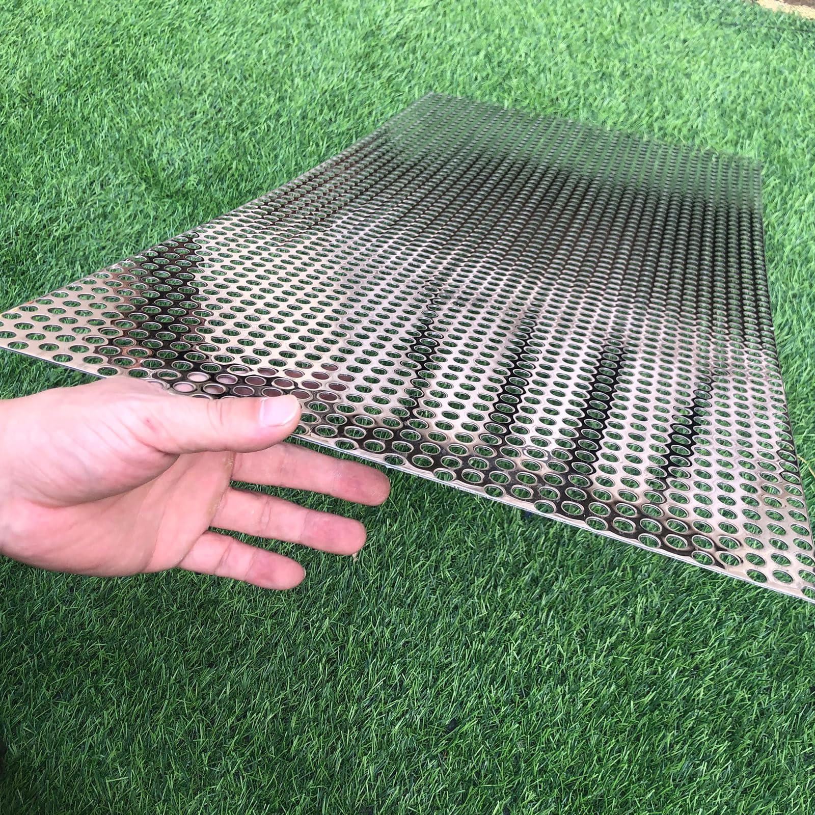 Lamiera forata in acciaio inox, griglia forata in acciaio inox, 8 mm, spessore 1,1 mm, 762 mm x 381 mm - Lamiere forate - Griglia forata in metallo