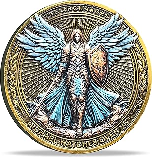 The Archangel Michael Watches Over Us Challenge Coin - Psalm 91:10-11 Inspirational Religious Collectible Coin with Clear Protective Case (Single Coin)