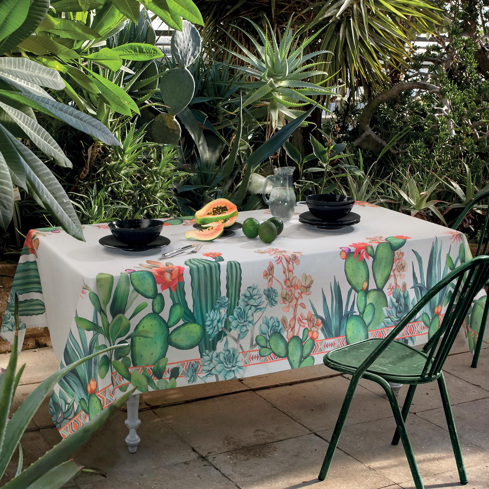 Gabel Frida Rectangular Panama Printed Tablecloth 12 Places in Pure Cotton 150 x 270 cm Made in Italy