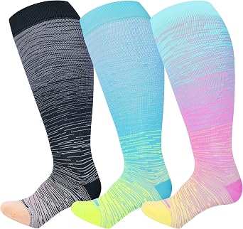 LEVSOX Plus Size Compression Socks for Women Men Wide Calf Extra Large 15-20 mmHg Knee High Sock for Nurses Pregnant Travel
