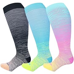 LEVSOX Plus Size Compression Socks for Women Men Wide Calf Extra Large 15-20 mmHg Knee High Sock for