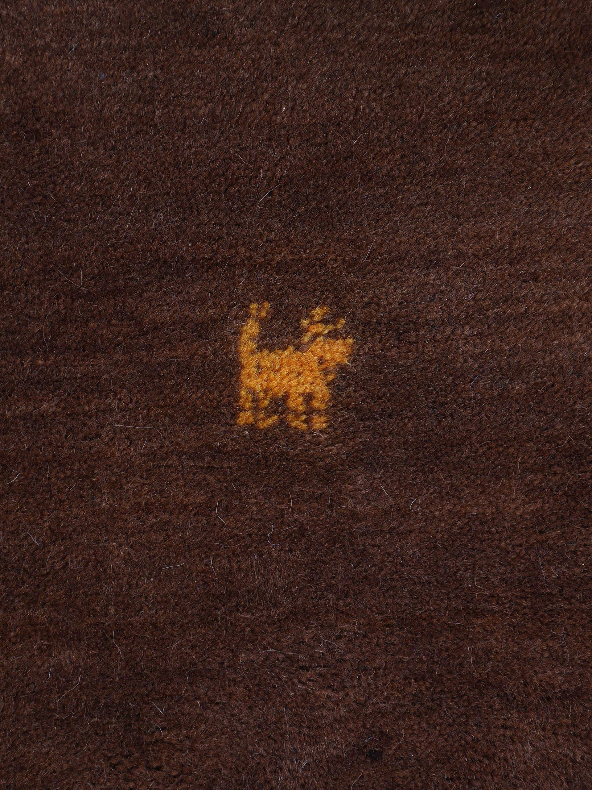 carpetfine Wollteppich Gabbeh Uni Braun 60x90 cm | Moderner Teppich für Wohn- und Schlafzimmer