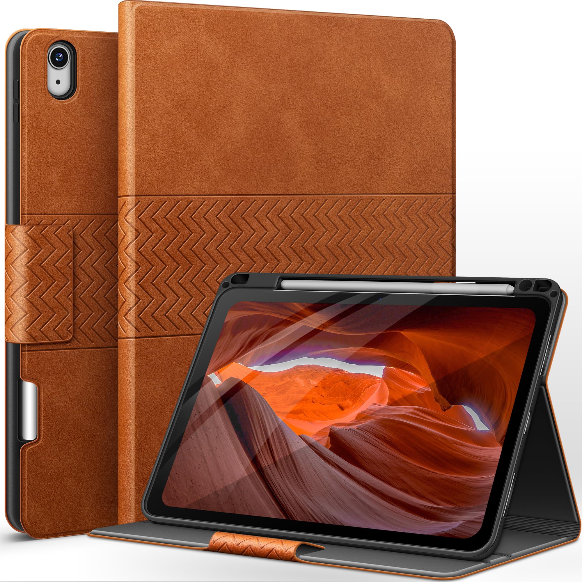 iPad Air 4th Generation Case 2020 with Pencil Holder Auto Sleep/Wake Vegan Leather iPad Air 10.9'' Case