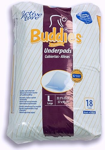 Miniatura 3 de Buddies - Almohadilla desechable Chux  Tamaño mediano (18 unidades) de 22.5 x 35.5 pulgadas, almohadilla impermeable para orina para personas