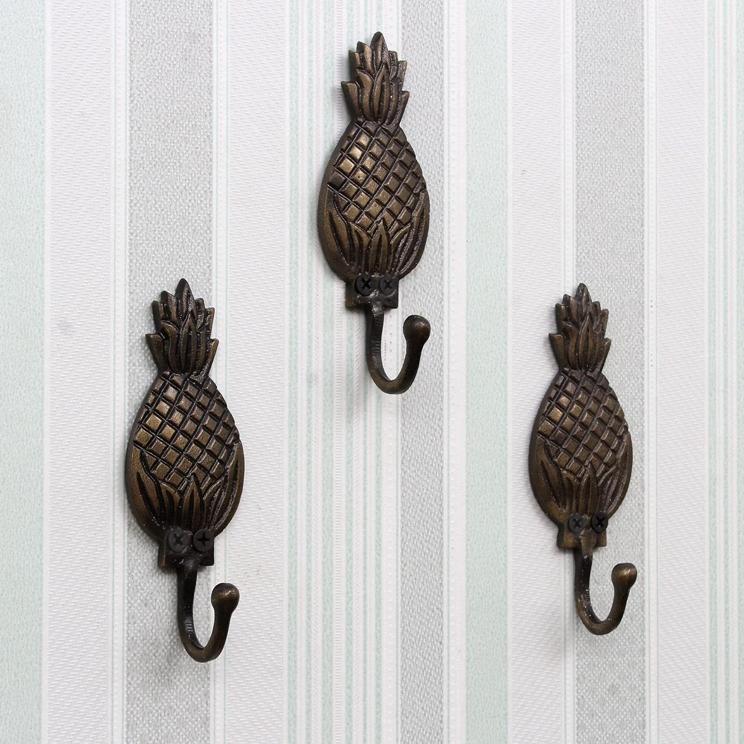 Indian Shelf 3 Pieces Iron Heavy Duty Decorative Vintage Key Holder, Key Wall Hooks for Hanging Coats, Jackets, Leash, Hat, Towel, Backpack, Purse, Handbag Hanger [Multicolor]