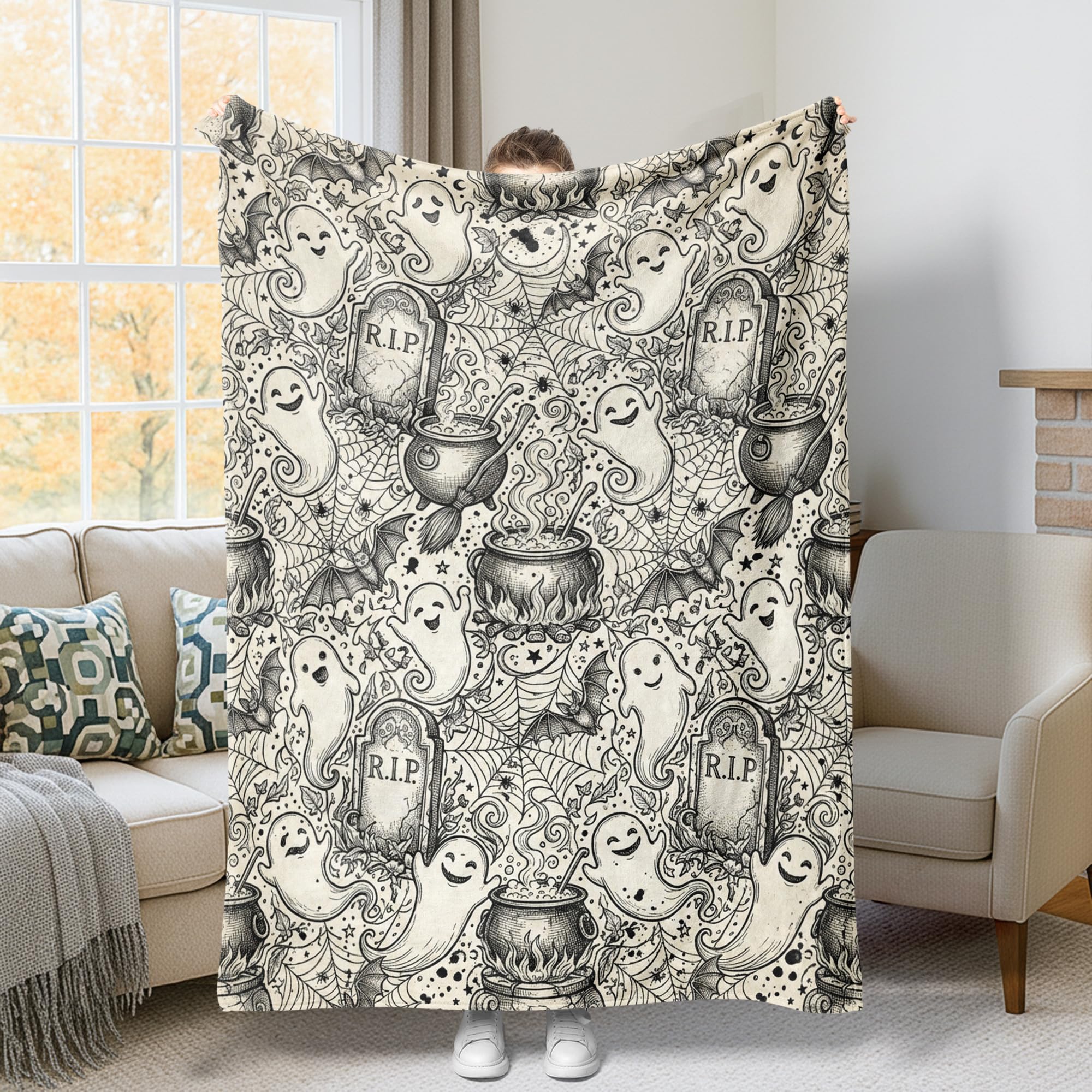 Couverture flanelle fantôme pour stopper le froid au bureau ou en dortoir