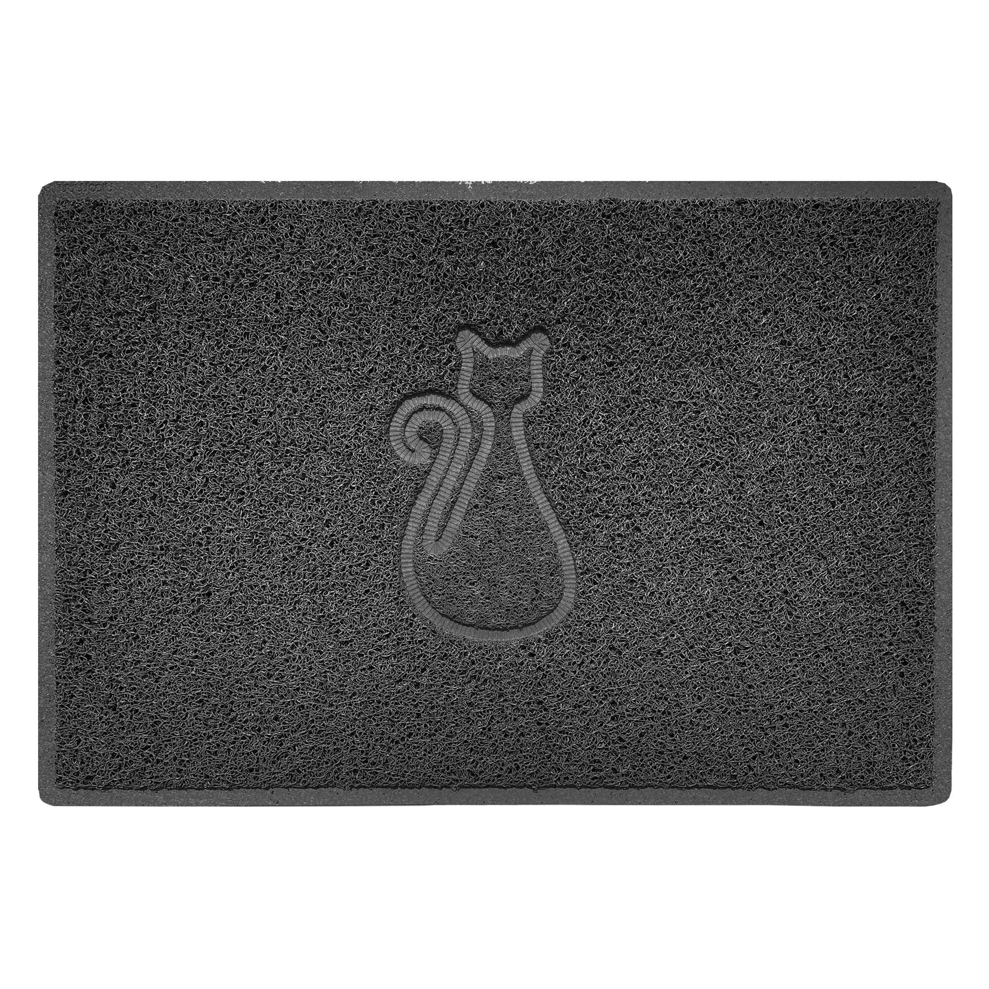Nicoman Cat Embossed Shape Door Mat Dirt-Trapper Washable Barrier Doormat-Dark Grey (Watertight Rubber-Back)-Large (90x60cm)